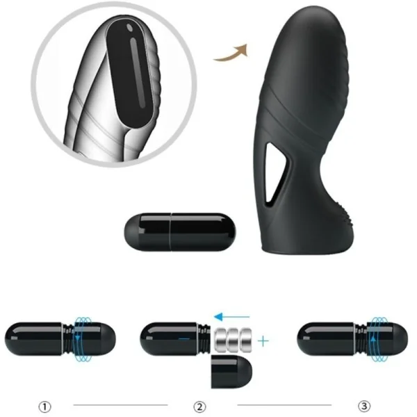 Alan Silikon-Fingervibrator Schwarz von Pretty Love kaufen | Fesselliebe