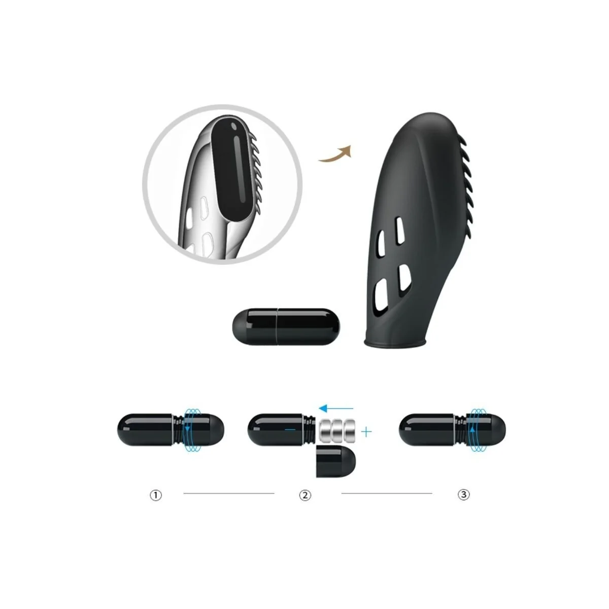 Gilo Silikon-Fingervibrator Schwarz von Pretty Love kaufen | Fesselliebe