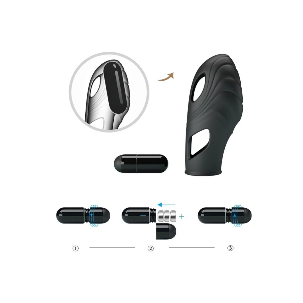 Lich Silikon-Fingervibrator Schwarz von Pretty Love kaufen | Fesselliebe