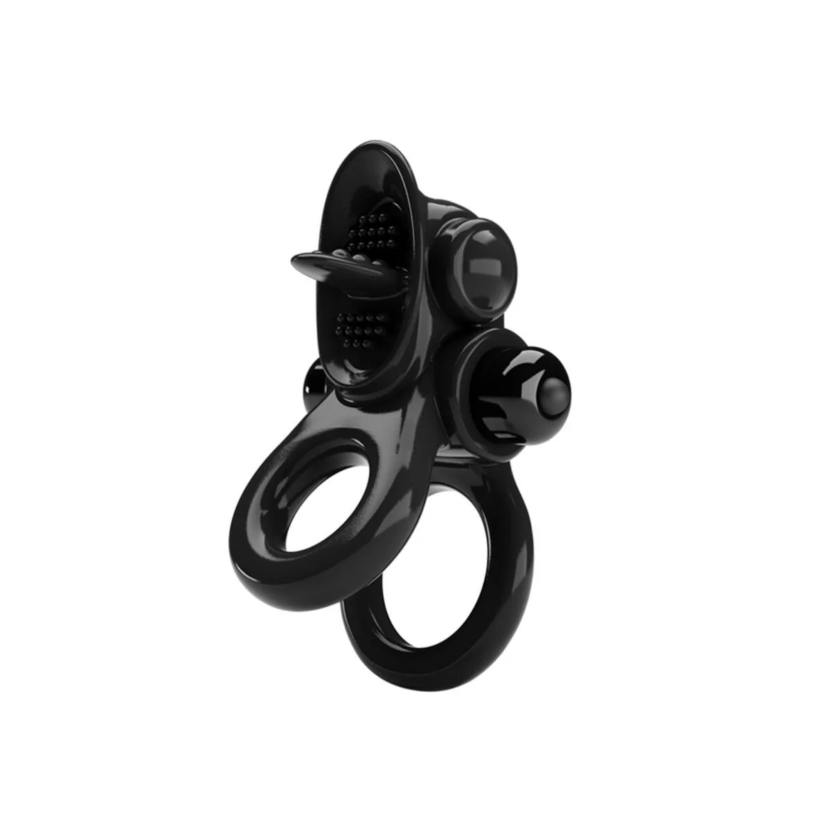 Passionate Ring Doppelter Vibrationsring + Klitoris-Stimulator Schwarz von Pretty Love kaufen | Fesselliebe