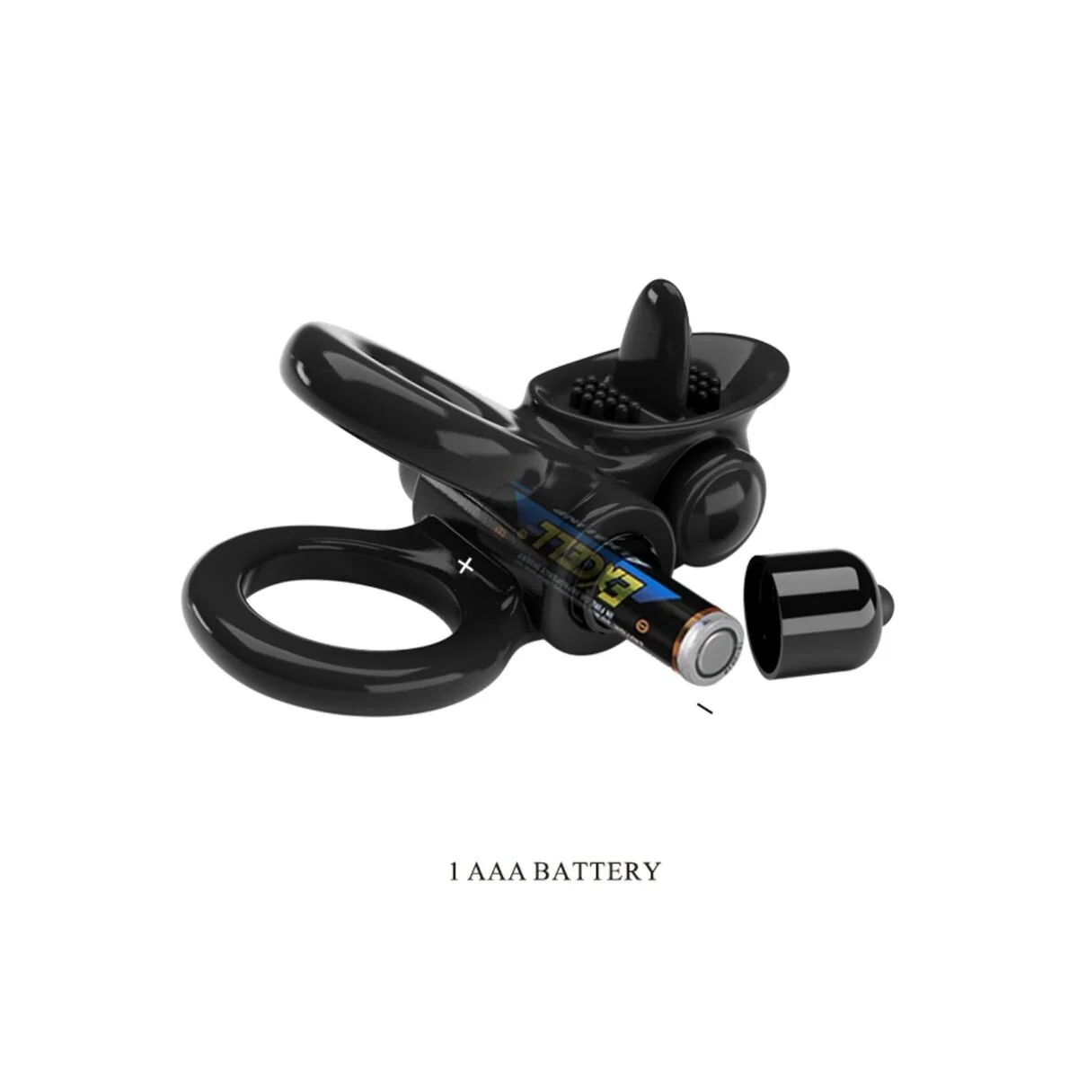 Passionate Ring Doppelter Vibrationsring + Klitoris-Stimulator Schwarz von Pretty Love kaufen | Fesselliebe