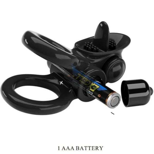 Passionate Ring Doppelter Vibrationsring + Klitoris-Stimulator Schwarz von Pretty Love kaufen | Fesselliebe