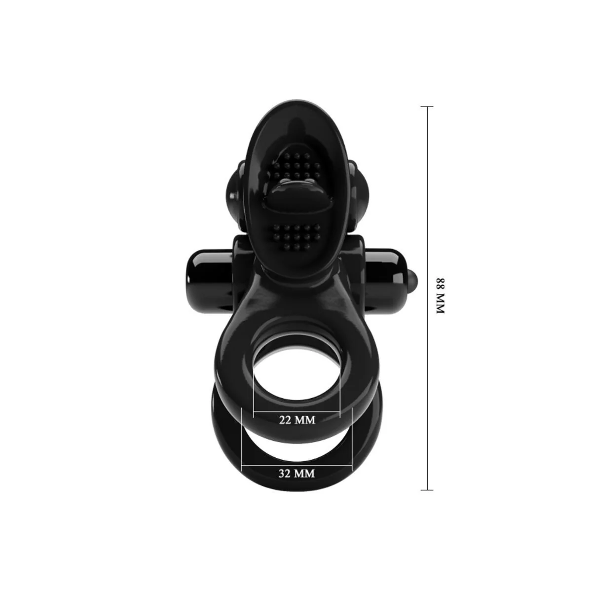 Passionate Ring Doppelter Vibrationsring + Klitoris-Stimulator Schwarz von Pretty Love kaufen | Fesselliebe