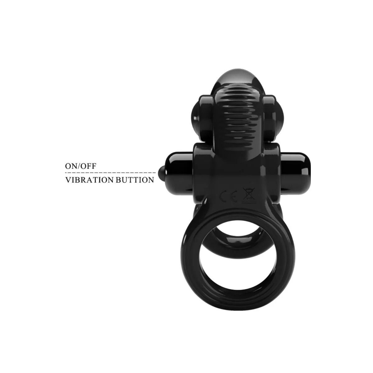 Passionate Ring Doppelter Vibrationsring + Klitoris-Stimulator Schwarz von Pretty Love kaufen | Fesselliebe