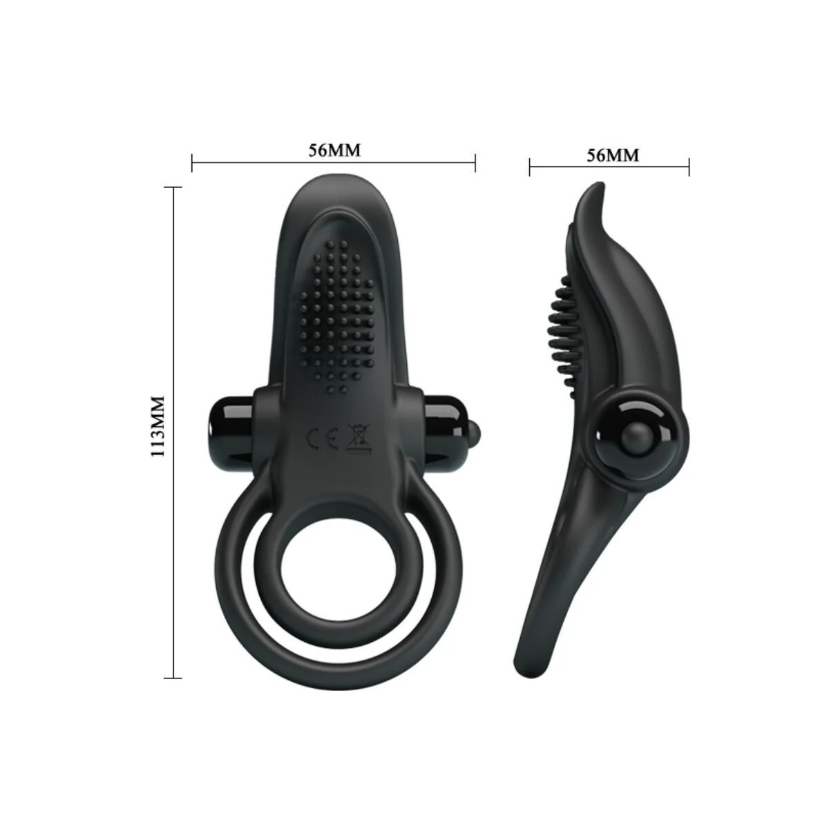 Doppelter Vibrationsring + Klitorisstimulator 10 Vibrationen Schwarz von Pretty Love kaufen | Fesselliebe