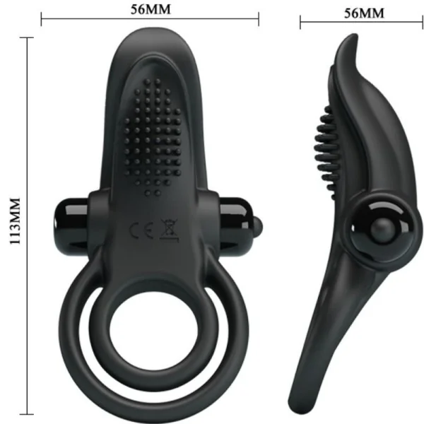 Doppelter Vibrationsring + Klitorisstimulator 10 Vibrationen Schwarz von Pretty Love kaufen | Fesselliebe