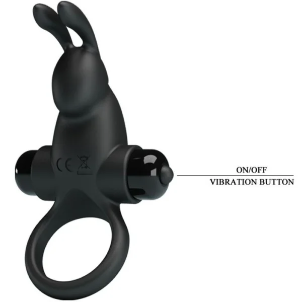 Vibrationsring + Rabbit-Klitoris-Stimulator 10 Vibrationen Schwarz von Pretty Love kaufen | Fesselliebe