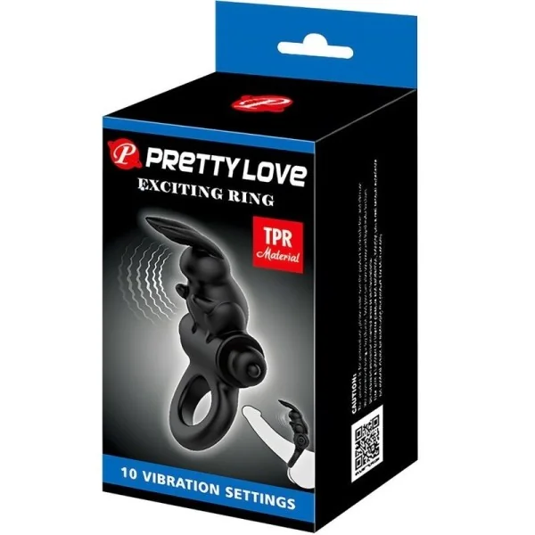 Aufregender Ring Rabbit Vibratorring 10 Vibrationen Schwarz von Pretty Love kaufen | Fesselliebe