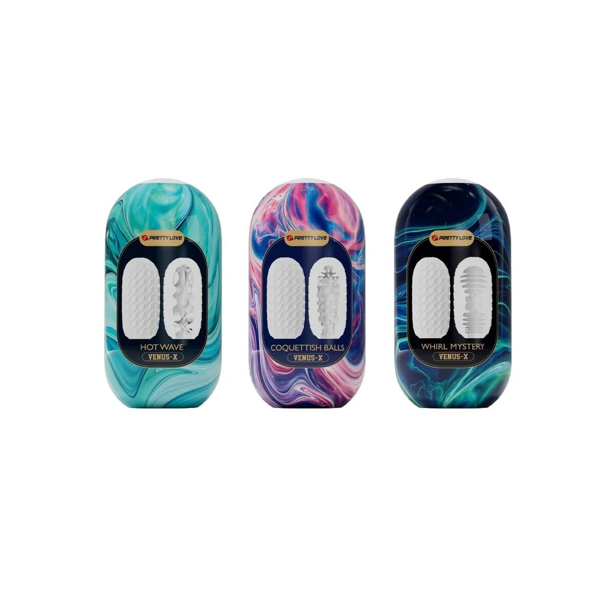 Venus X 15 Männliche Masturbatoren aus Silikon, Weiss von Pretty Love kaufen | Fesselliebe