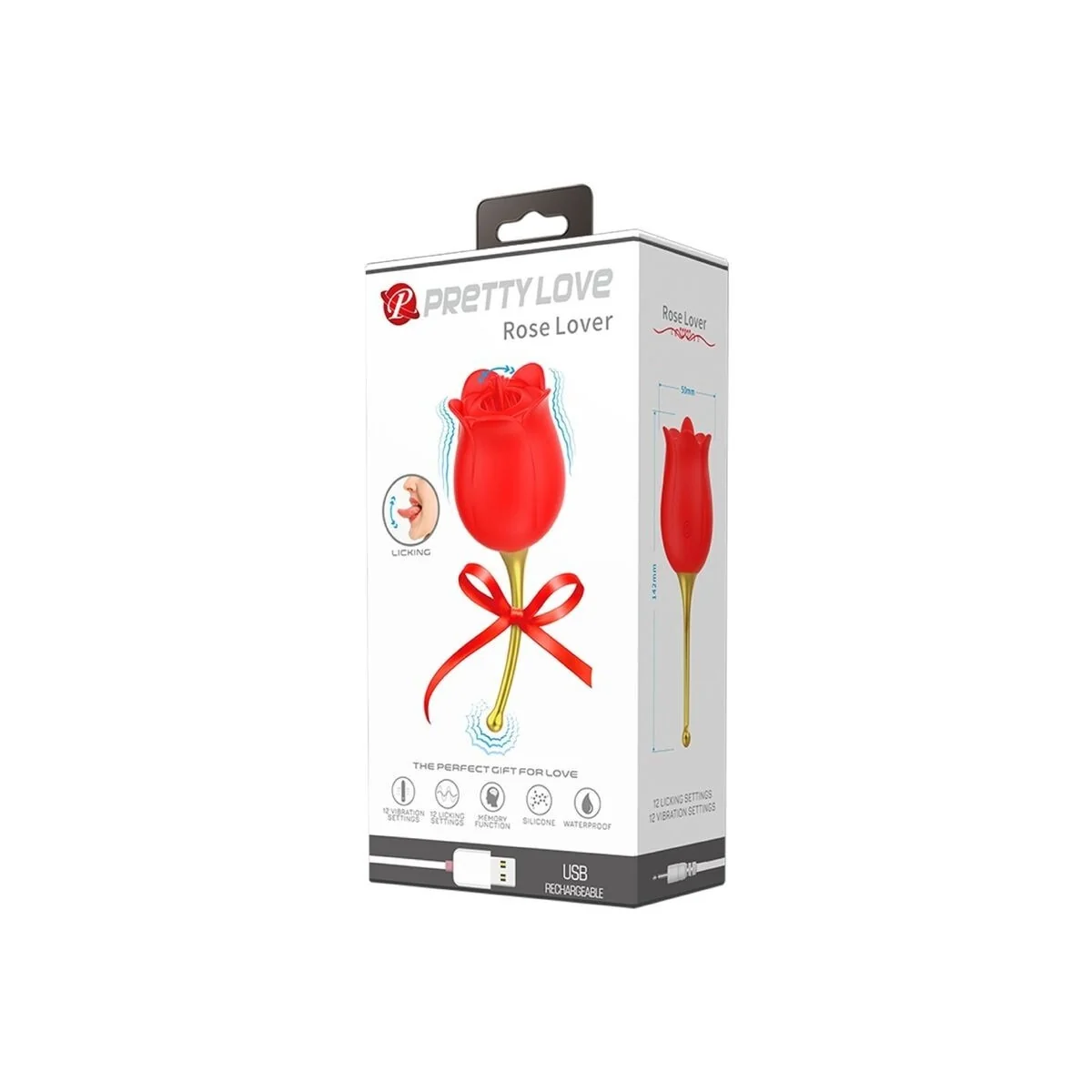 Rose Lover Rose Klitoris-Stimulator 12 Vibrationen Rot von Pretty Love kaufen | Fesselliebe