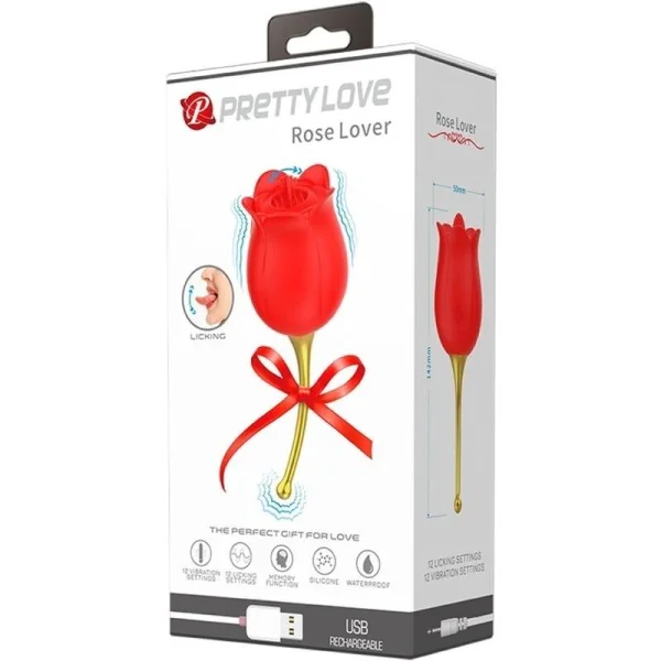 Rose Lover Rose Klitoris-Stimulator 12 Vibrationen Rot von Pretty Love kaufen | Fesselliebe