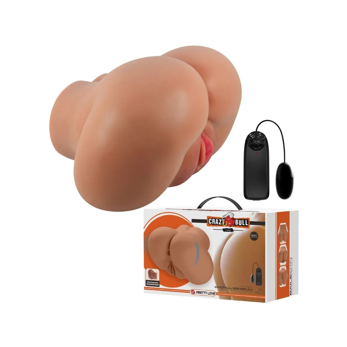 Luna Vibrator Butt mit realistischer Vagina und Anus Flesh Control mit Fernbedienung von Crazy Bull kaufen | Fesselliebe