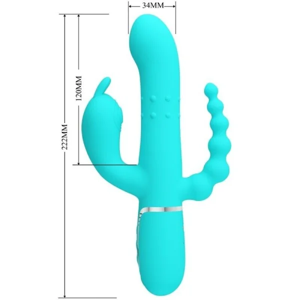 Cammy 4 in 1 Multifunktions-Dreifacher Rabbit-Vibrator Blau von Pretty Love kaufen | Fesselliebe