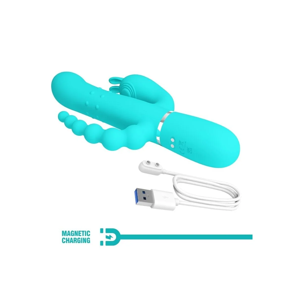 Cammy 4 in 1 Multifunktions-Dreifacher Rabbit-Vibrator Blau von Pretty Love kaufen | Fesselliebe