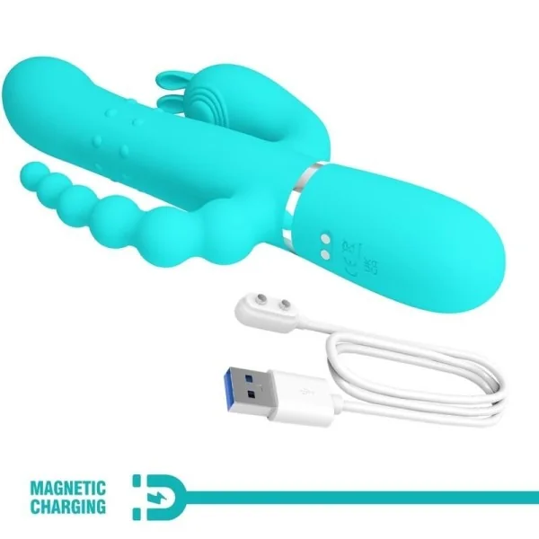 Cammy 4 in 1 Multifunktions-Dreifacher Rabbit-Vibrator Blau von Pretty Love kaufen | Fesselliebe