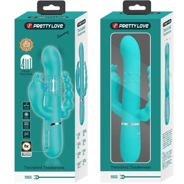 Cammy 4 in 1 Multifunktions-Dreifacher Rabbit-Vibrator Blau von Pretty Love kaufen | Fesselliebe