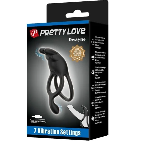 Seth Doppel-Vibrationsring Rabbit 7 Vibrationen Schwarz von Pretty Love kaufen | Fesselliebe
