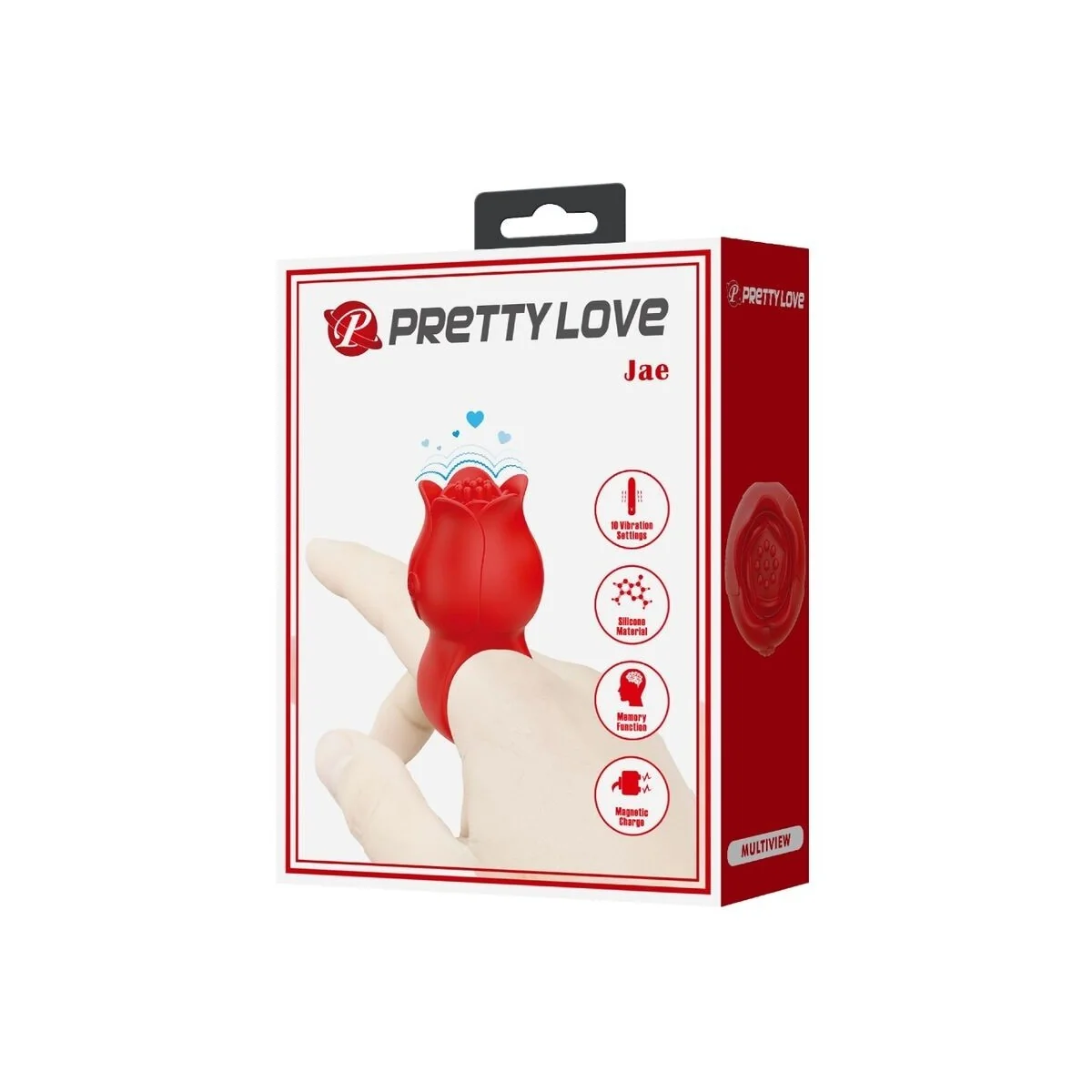 Jae Rose Förmiger Fingervibrator 10 Vibrationen Rot von Pretty Love kaufen | Fesselliebe