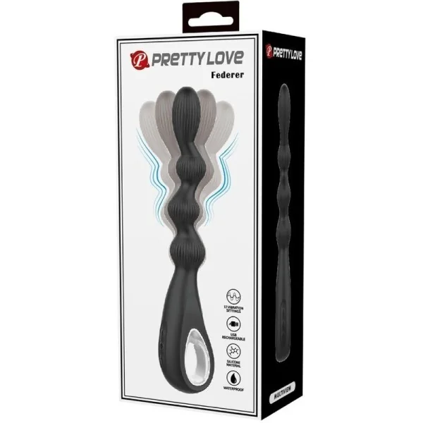 Federer Analvibrator 12 Vibrationen Schwarz von Pretty Love kaufen | Fesselliebe