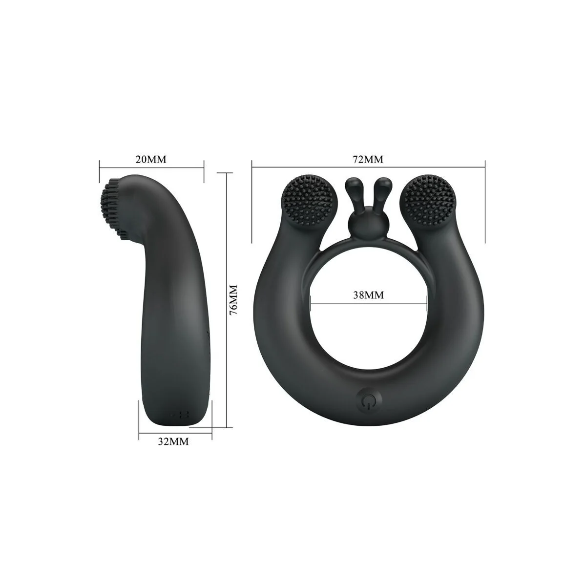 Dahlia Vibrationsring + Klitorisstimulator 12 Vibrationen Schwarz von Pretty Love kaufen | Fesselliebe