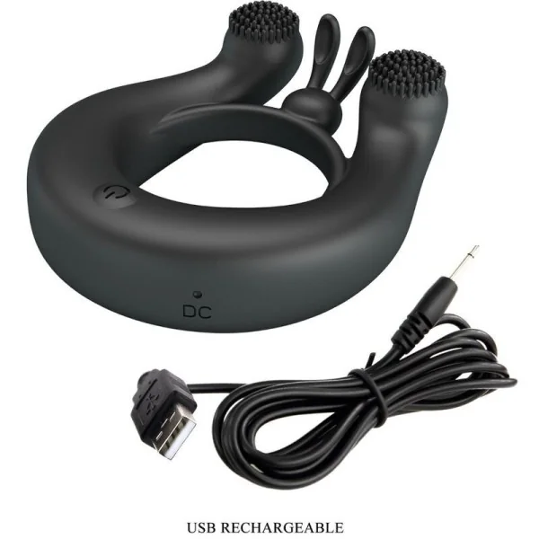 Dahlia Vibrationsring + Klitorisstimulator 12 Vibrationen Schwarz von Pretty Love kaufen | Fesselliebe