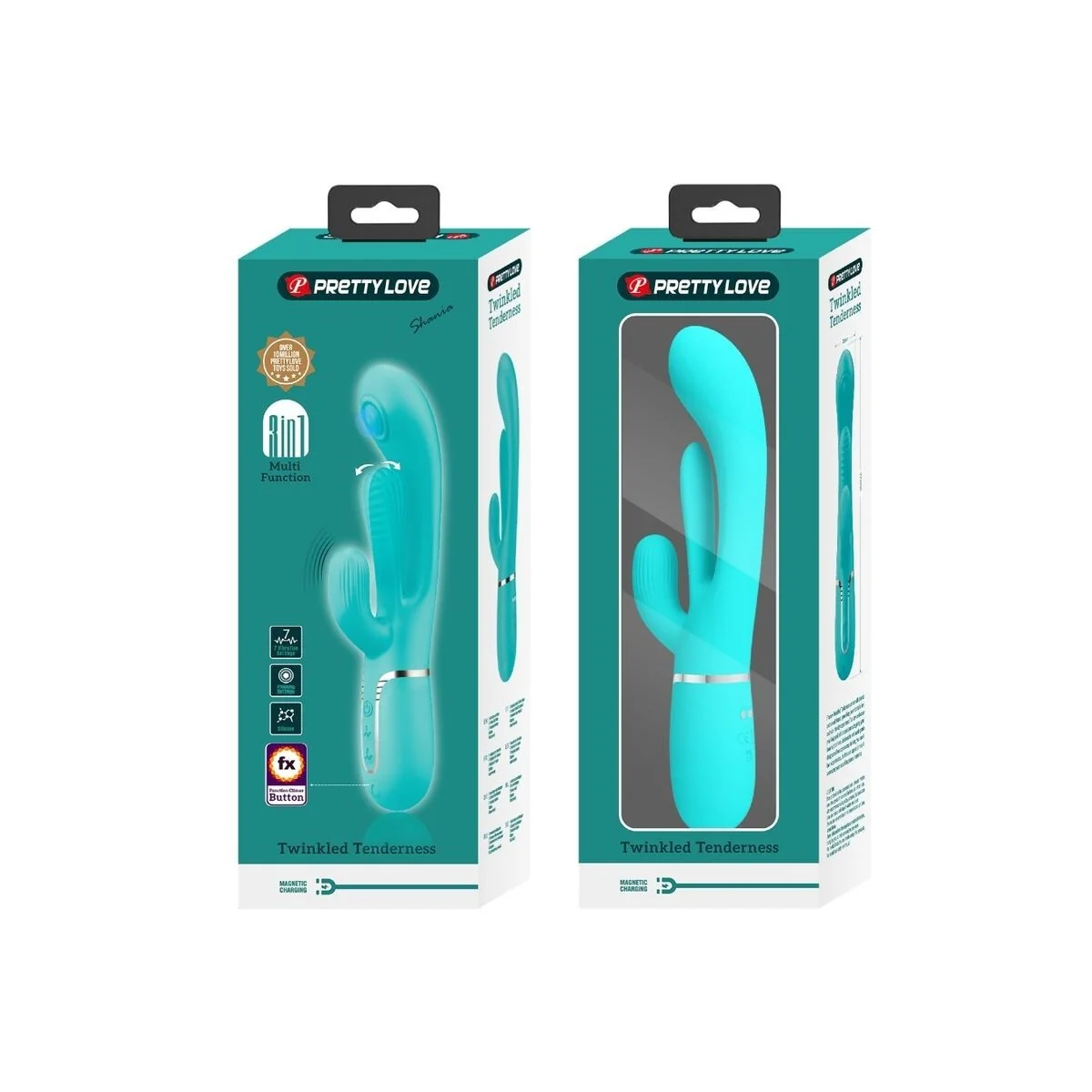 Shania Triple Rabbit Multifunktionsvibrator 3 in 1 Blau von Pretty Love kaufen | Fesselliebe