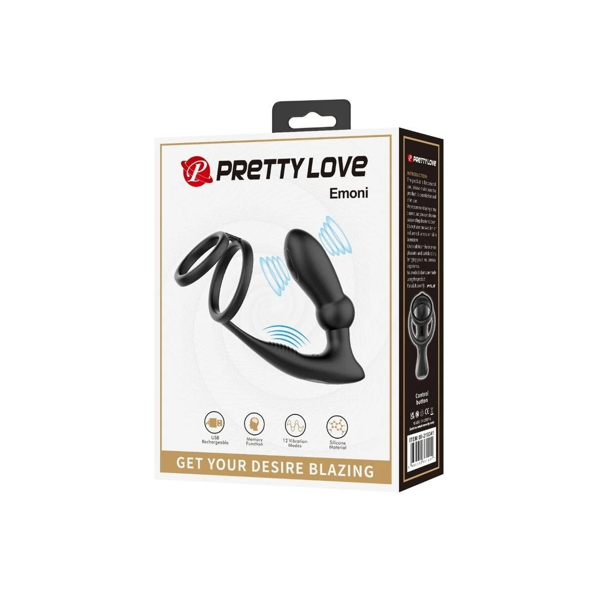 Emoni Penisring + Anal Plug 12 Vibrationen Schwarz von Pretty Love kaufen | Fesselliebe