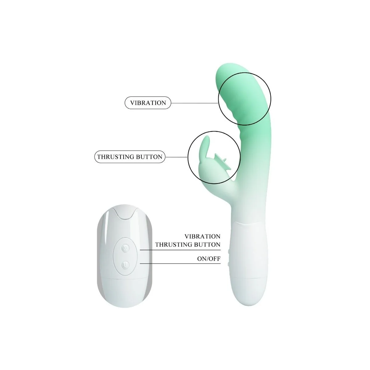 Cerberus Rabbit Vibrator 3o Vibrationen Grün von Pretty Love kaufen | Fesselliebe
