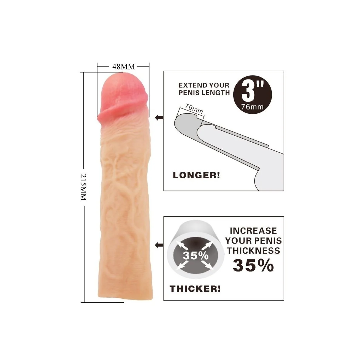 Derek Penishülle mit 7,6 cm Verlängerung Fleisch von Pretty Love kaufen | Fesselliebe