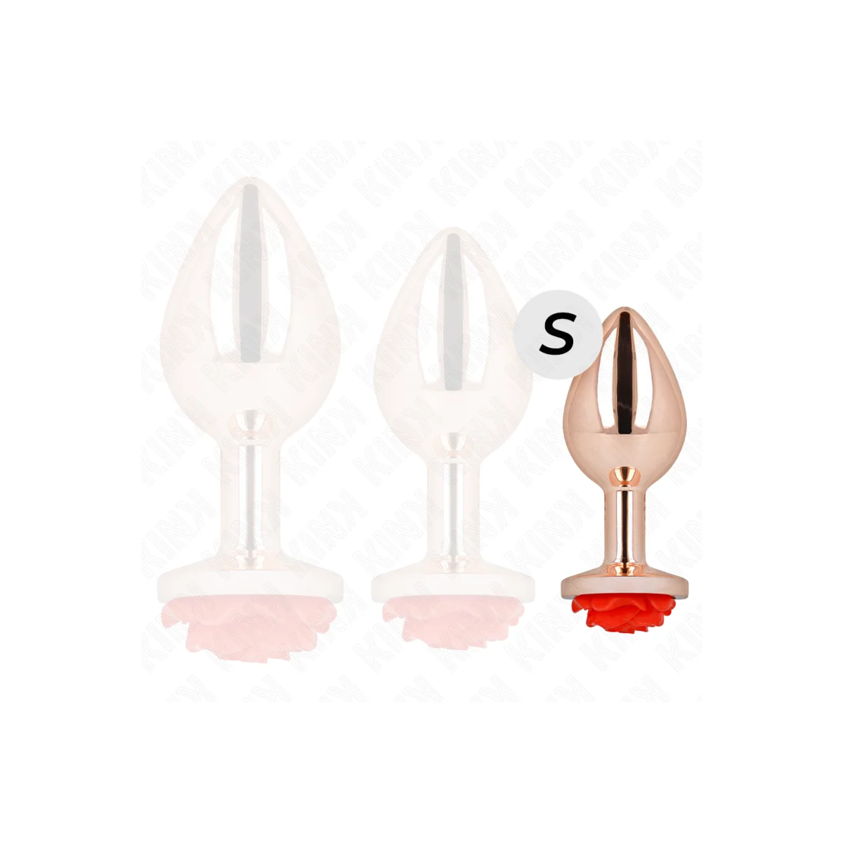Rosa Goldener Analstecker mit Roter Rose S von Kink Pleasure Plugs kaufen | Fesselliebe