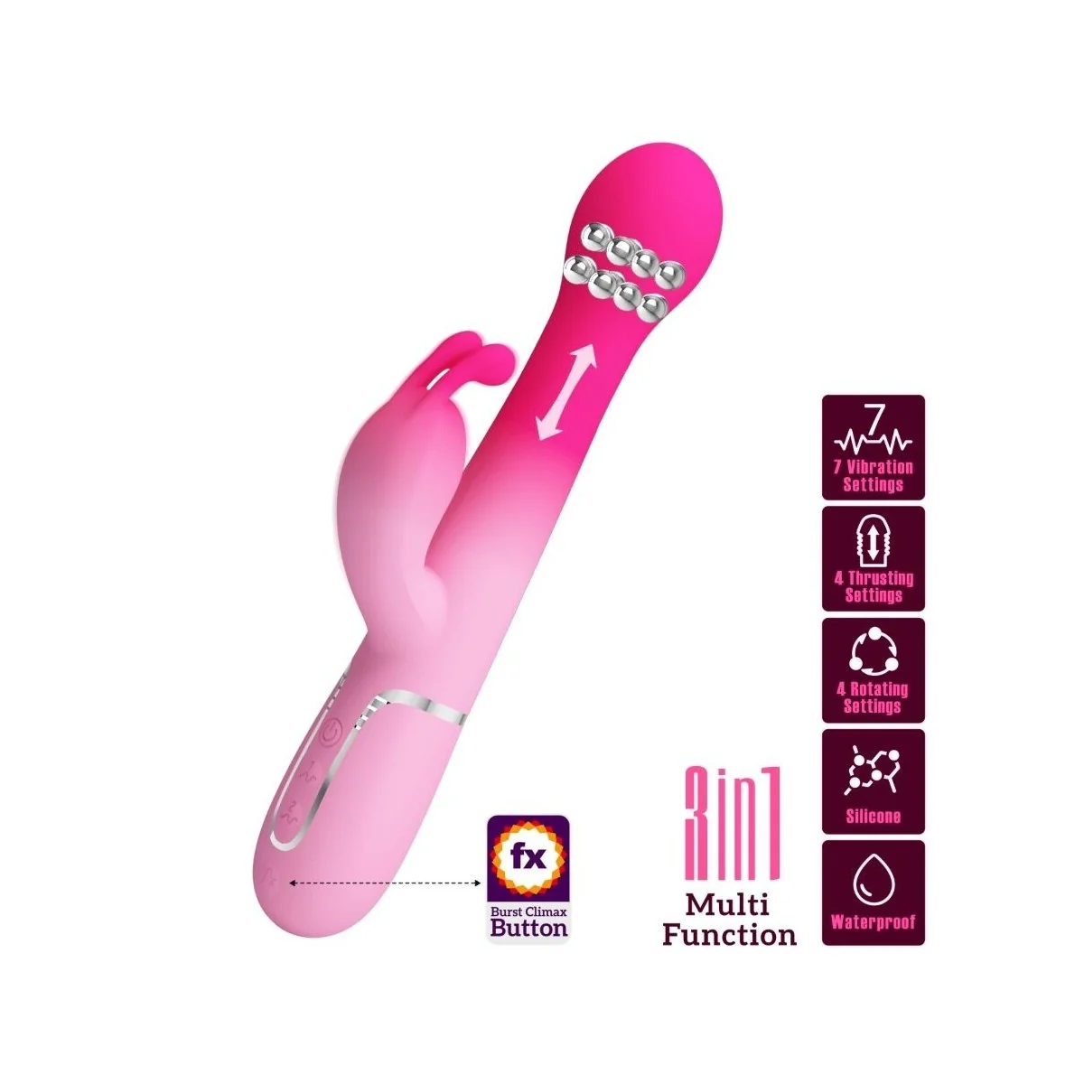 Dejon 3 in 1 Multifunktions-Rabbit-Vibrator Rosa von Pretty Love kaufen | Fesselliebe