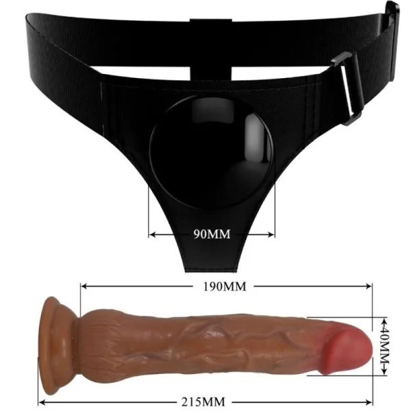 Kyton Universal Harness Slip mit Squirting Dildo 19 cm Mulato von Pretty Love kaufen | Fesselliebe