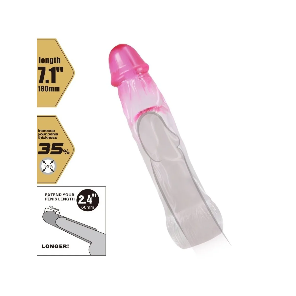 Neron Realistische 6 cm Penisvergrösserungshülse Rosa von Pretty Love kaufen | Fesselliebe