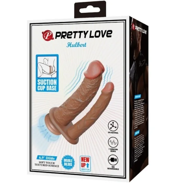 Hulbert Doppelter realistischer Dildo mit Vibration Mulato von Pretty Love kaufen | Fesselliebe