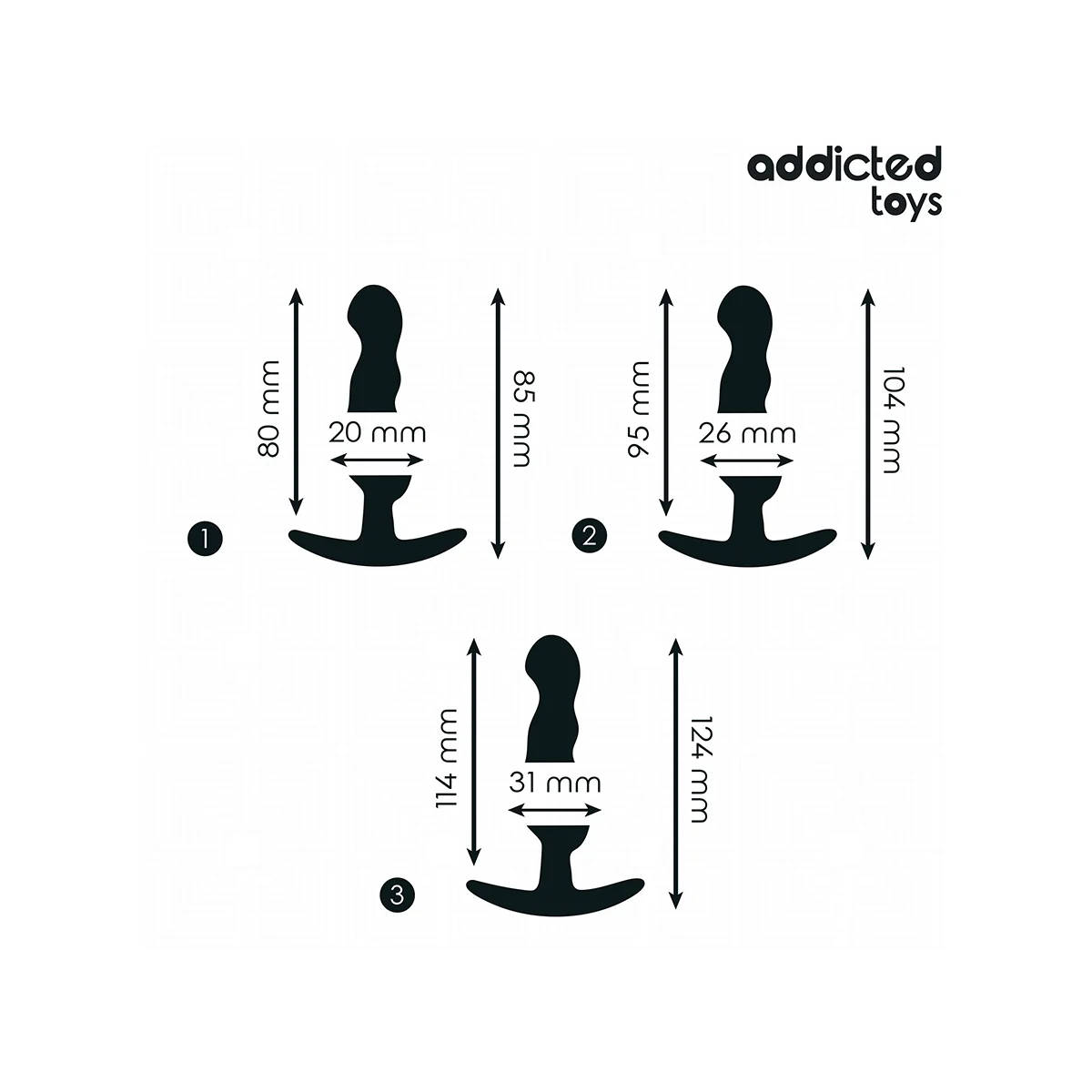 3ER-SET ANALPLUG MODELL 1 VON ADDICTED TOYS