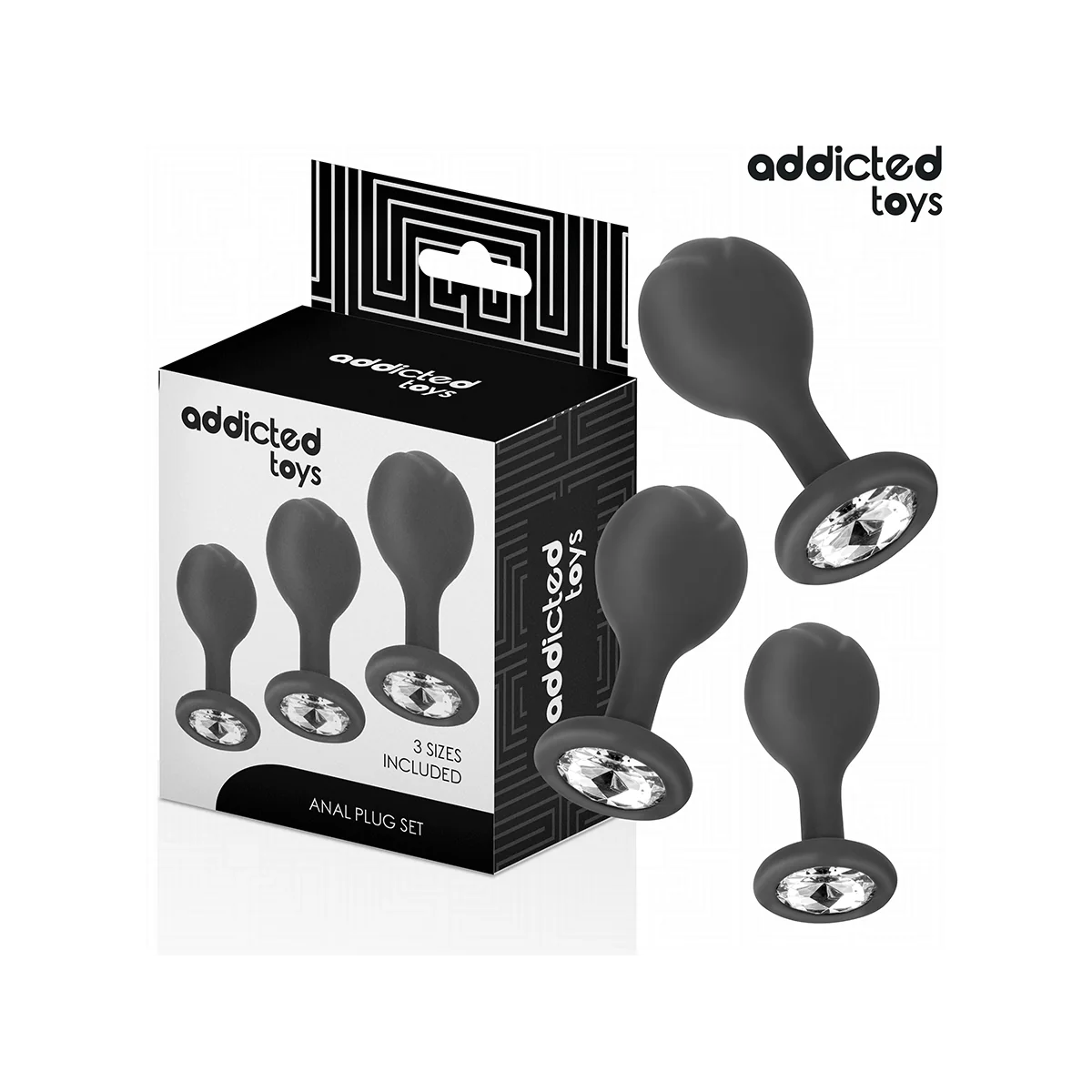 3ER-SET ANALPLUG MIT JUWEL VON ADDICTED TOYS