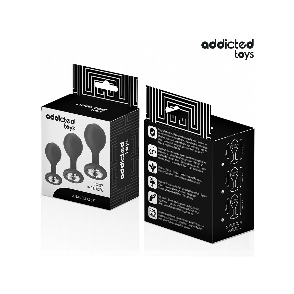 3ER-SET ANALPLUG MIT JUWEL VON ADDICTED TOYS