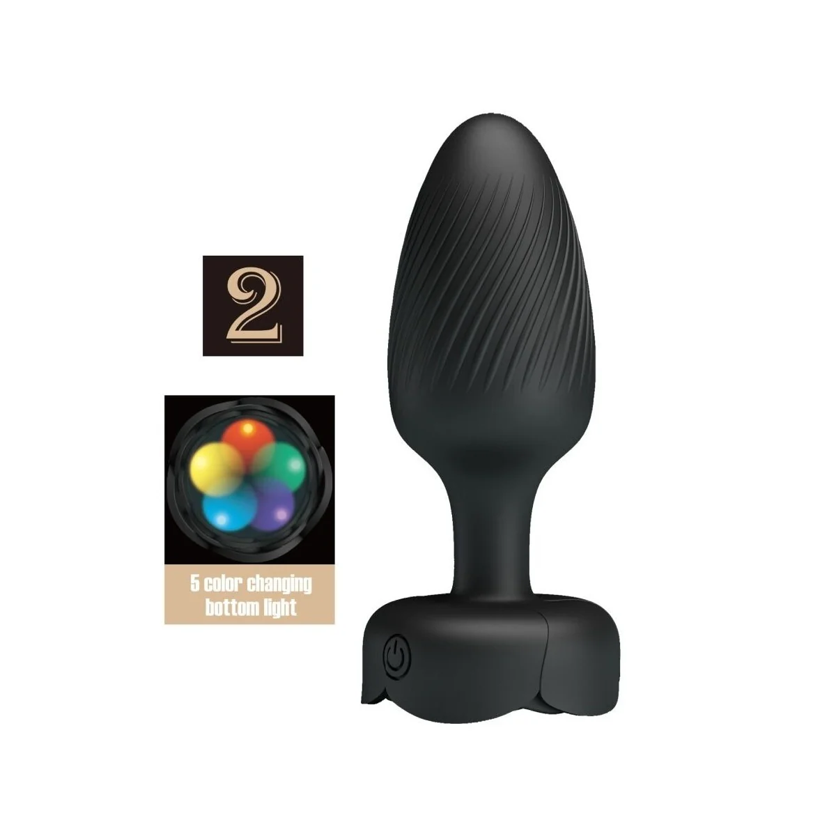 VARIAN ANAL PLUG MIT LED-LICHT SCHWARZ 10,8 CM VON PRETTY LOVE