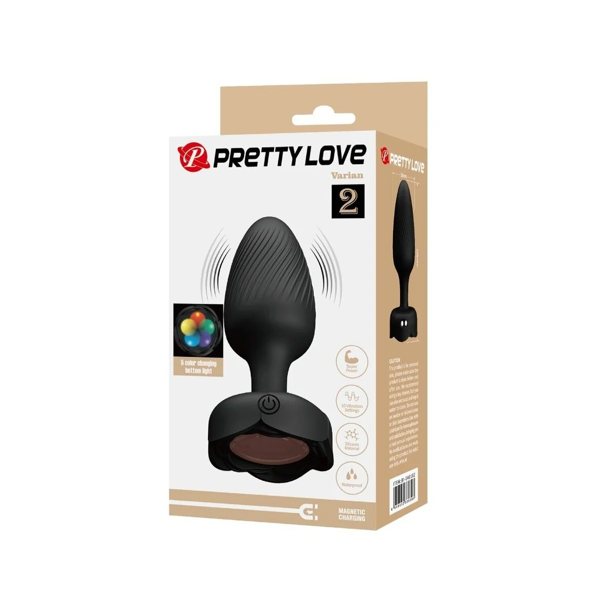 VARIAN ANAL PLUG MIT LED-LICHT SCHWARZ 10,8 CM VON PRETTY LOVE