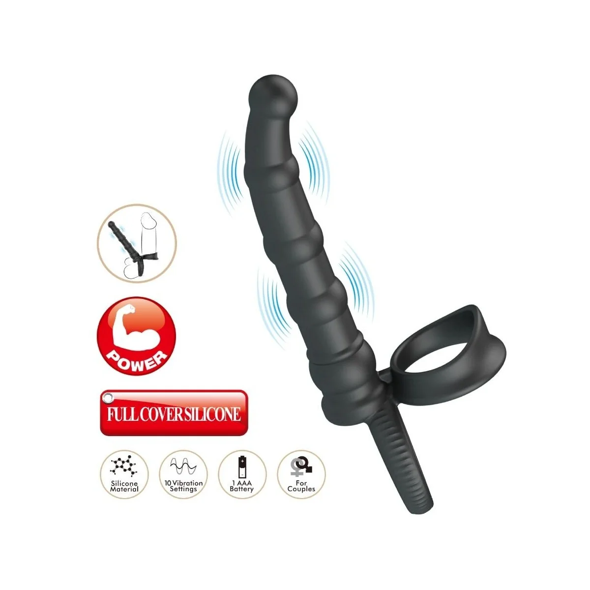 Tatum Vibrierender Penisring mit Stecker 10 Vibrationen Schwarz von Pretty Love kaufen | Fesselliebe