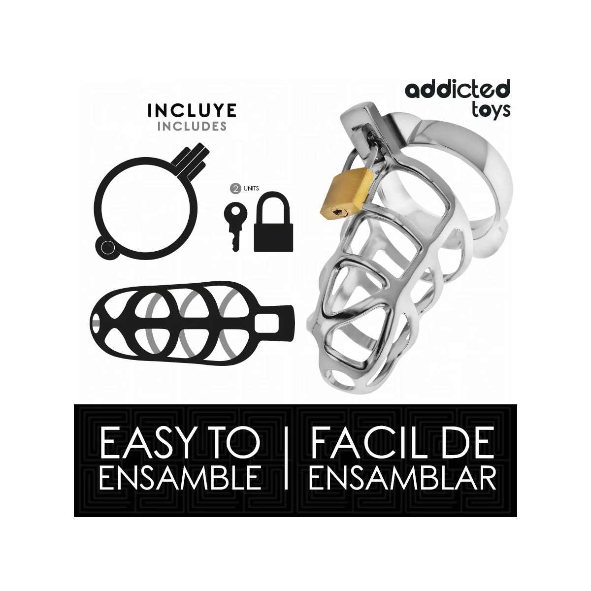 SILBERNES SCHLOSS PENISKÄFIG METALL GRÖSSE M VON ADDICTED TOYS LOCKED