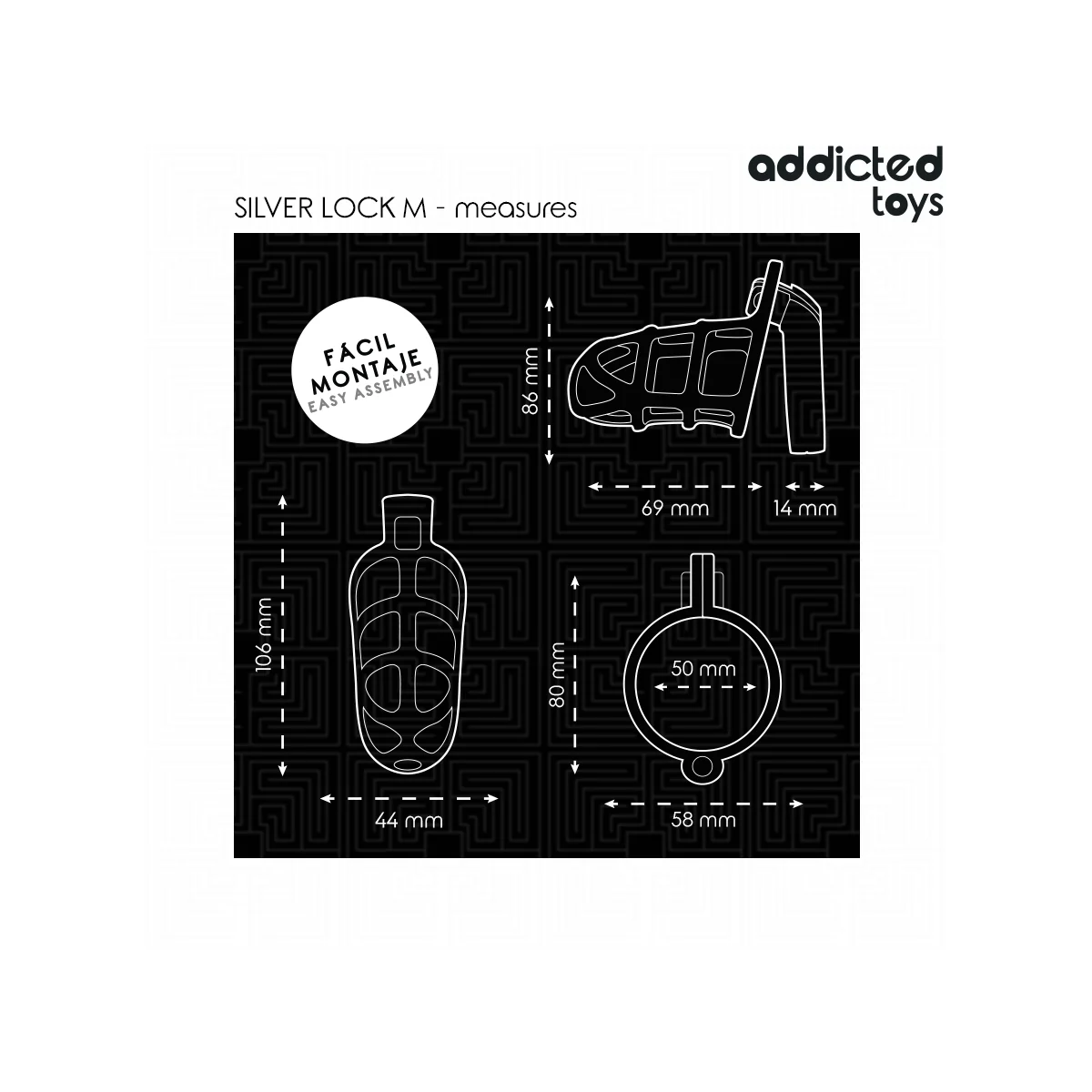 SILBERNES SCHLOSS PENISKÄFIG METALL GRÖSSE M VON ADDICTED TOYS LOCKED