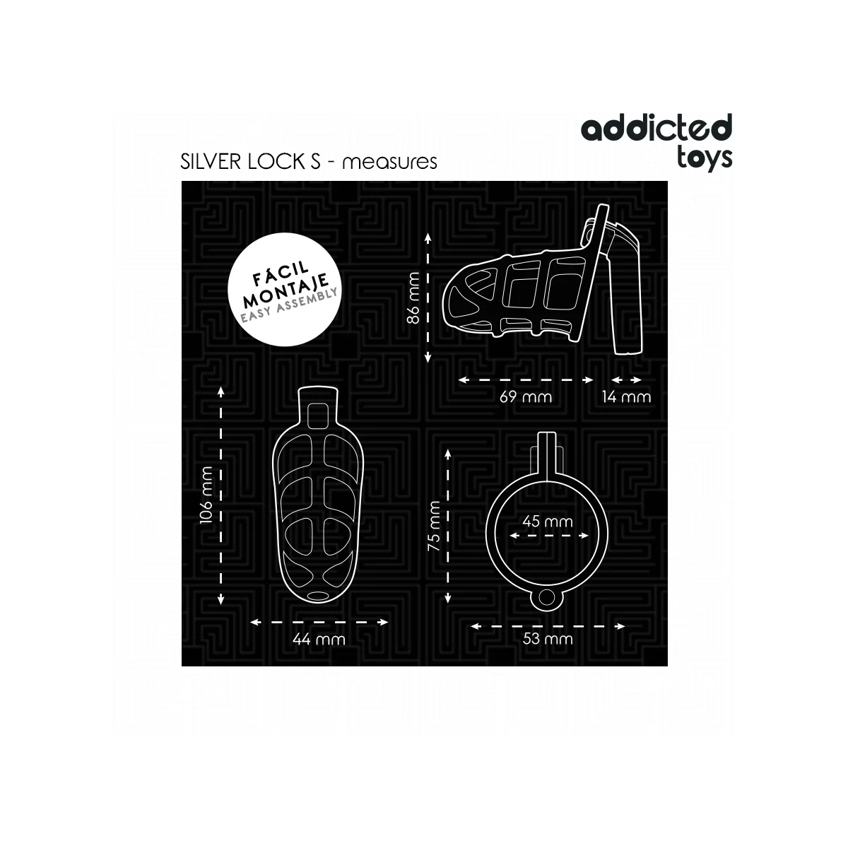 SILBERNER PENISKÄFIG AUS METALL, GRÖSSE S VON ADDICTED TOYS LOCKED