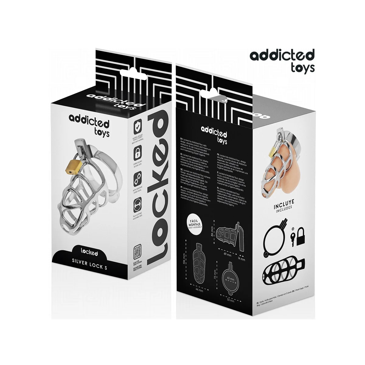 SILBERNER PENISKÄFIG AUS METALL, GRÖSSE S VON ADDICTED TOYS LOCKED