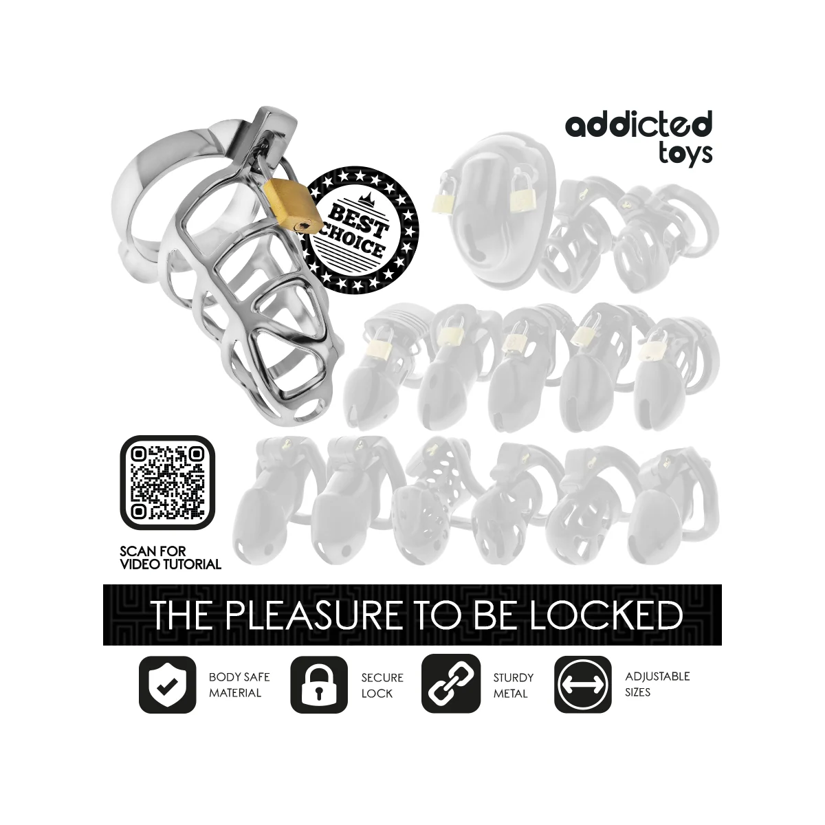 SILBERNER PENISKÄFIG AUS METALL, GRÖSSE S VON ADDICTED TOYS LOCKED