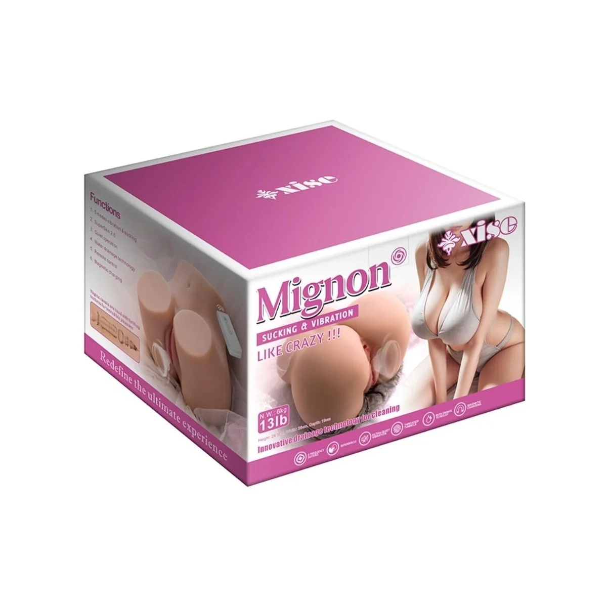 MIGNON REALISTISCHER VAGINA-MASTURBATOR MIT VIBRATIONS- UND SAUGFUNKTION SOWIE MIT FERNBEDIENUNG, 6 KG VON XISE