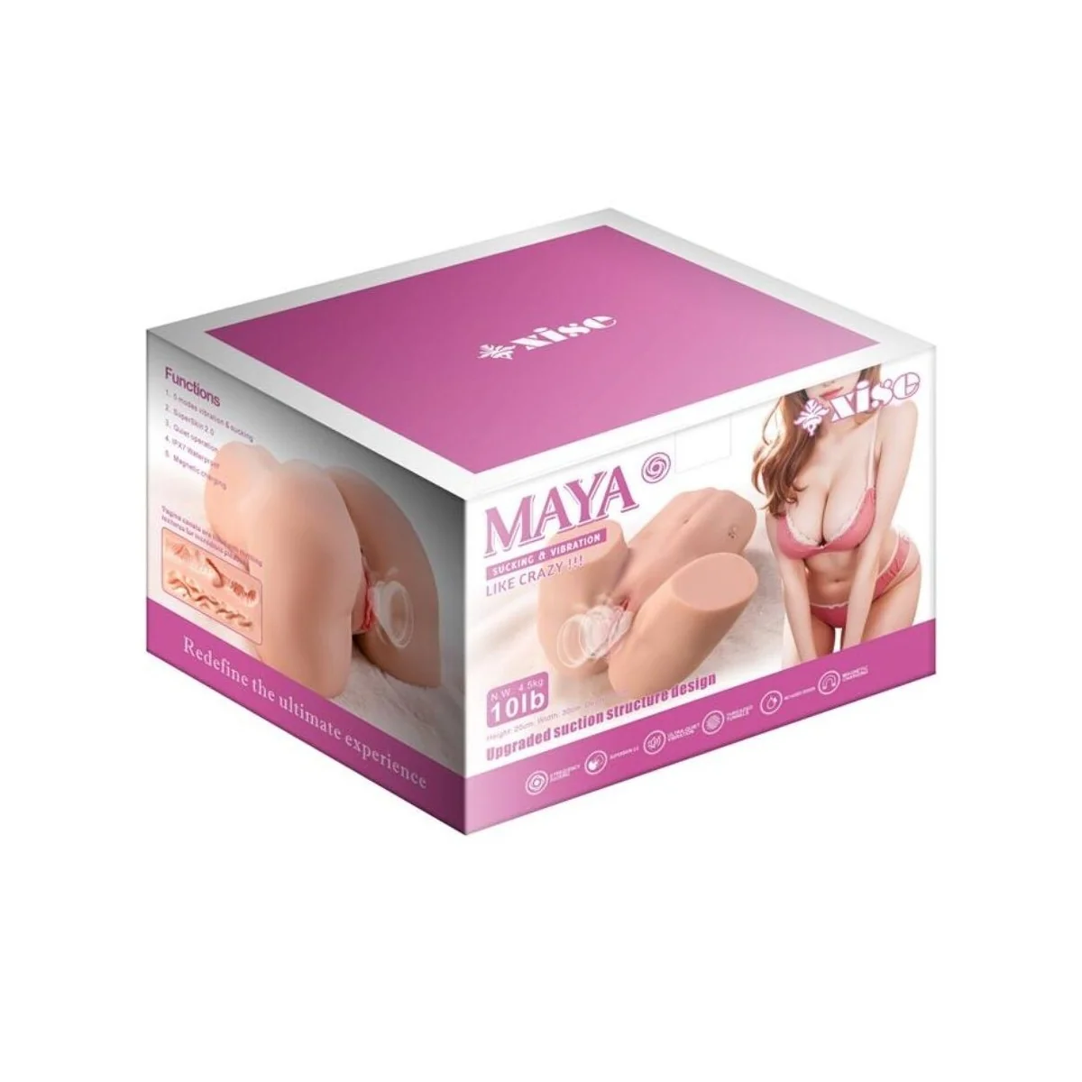 MAYA REALISTISCHER MASTURBATOR MIT SAUGFUNKTION FÜR VAGINA UND ANUS, VIBRATION UND SAUGFUNKTION, 4,5 KG VON XISE