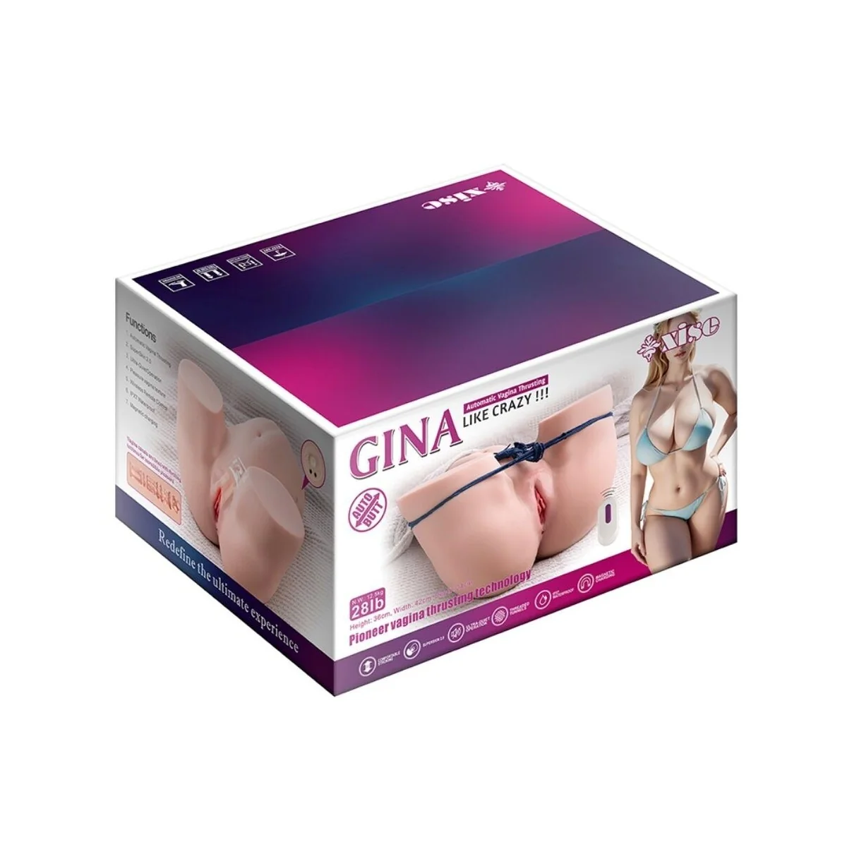 GINA REALISTISCHER VAGINA-MASTURBATOR MIT VIBRATION UND MIT FERNBEDIENUNG UND MEHREREN POSITIONEN VON XISE