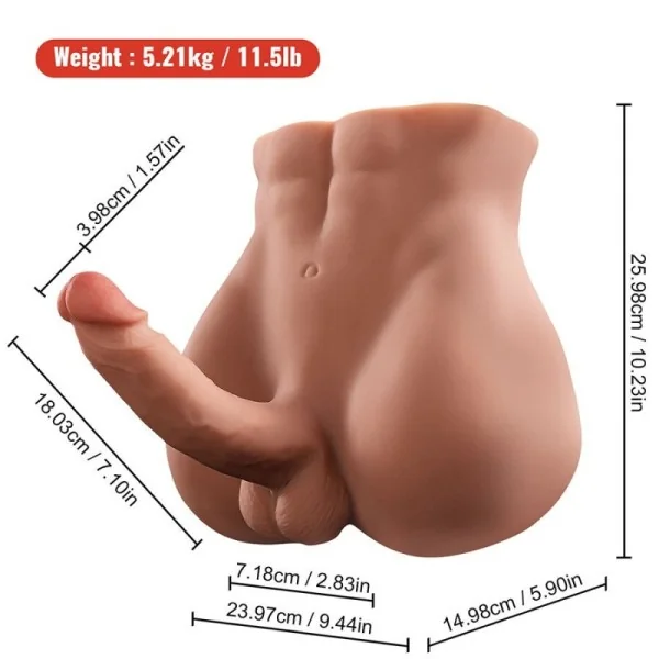 BERTLETT DILDO ASS REALISTISCHER DILDO UND ANUS-MASTURBATOR FRONTPOSITION MIT STOSSFUNKTION 18 CM VON XISE
