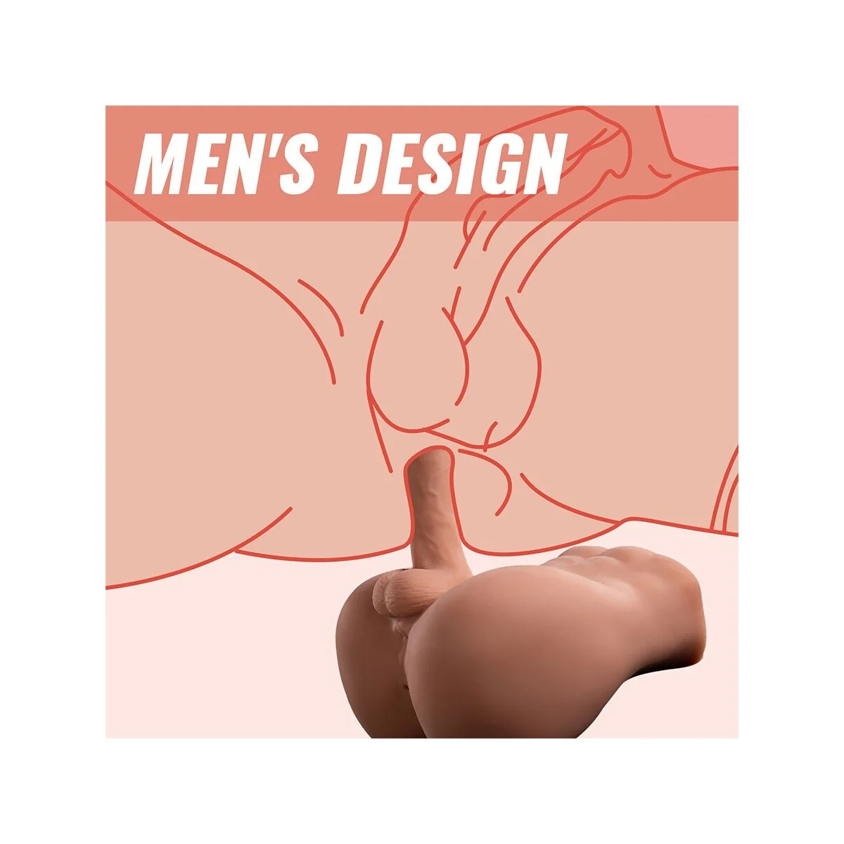 BERTLETT DILDO ASS REALISTISCHER DILDO UND ANUS-MASTURBATOR FRONTPOSITION MIT STOSSFUNKTION 18 CM VON XISE